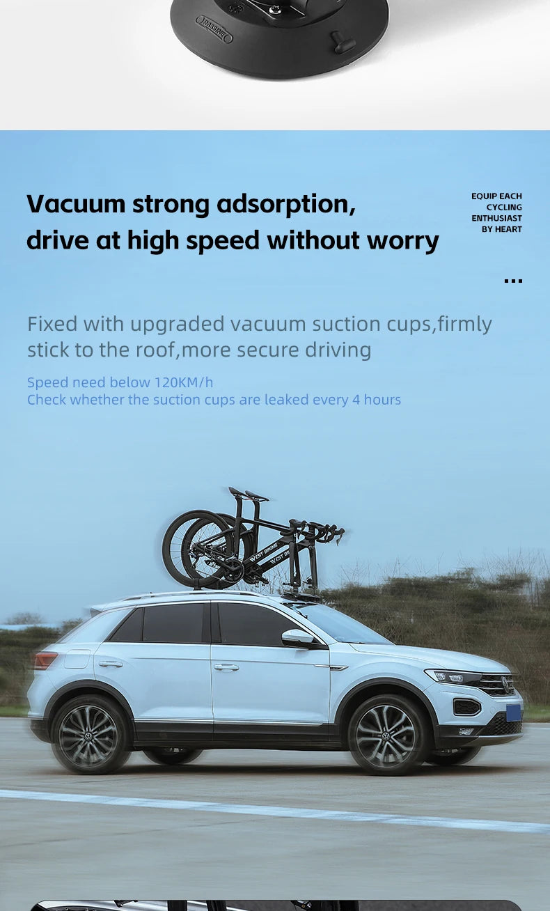 WEST BIKING Car Roof Vacuum Suction Cup Bicycle Racks Cycling Tour MTB Road Bike Quick Release Car Carrier Top Parking Racks