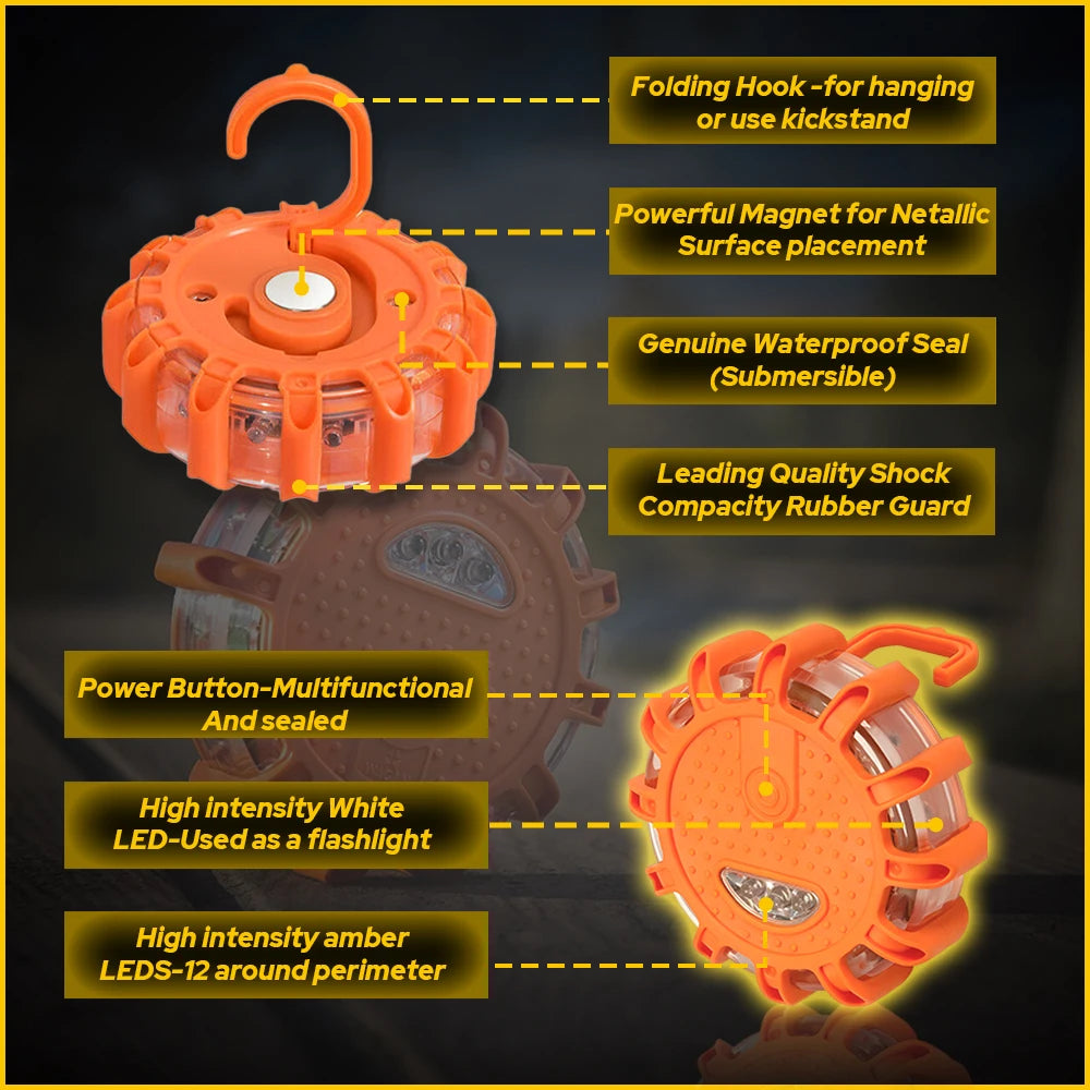 1Pcs 10 Mode Magnetic LED Strobe Warning Light Car Emergency Road Rescue Safety Flashing Lights Roadside Auto Signal Beacon Lamp