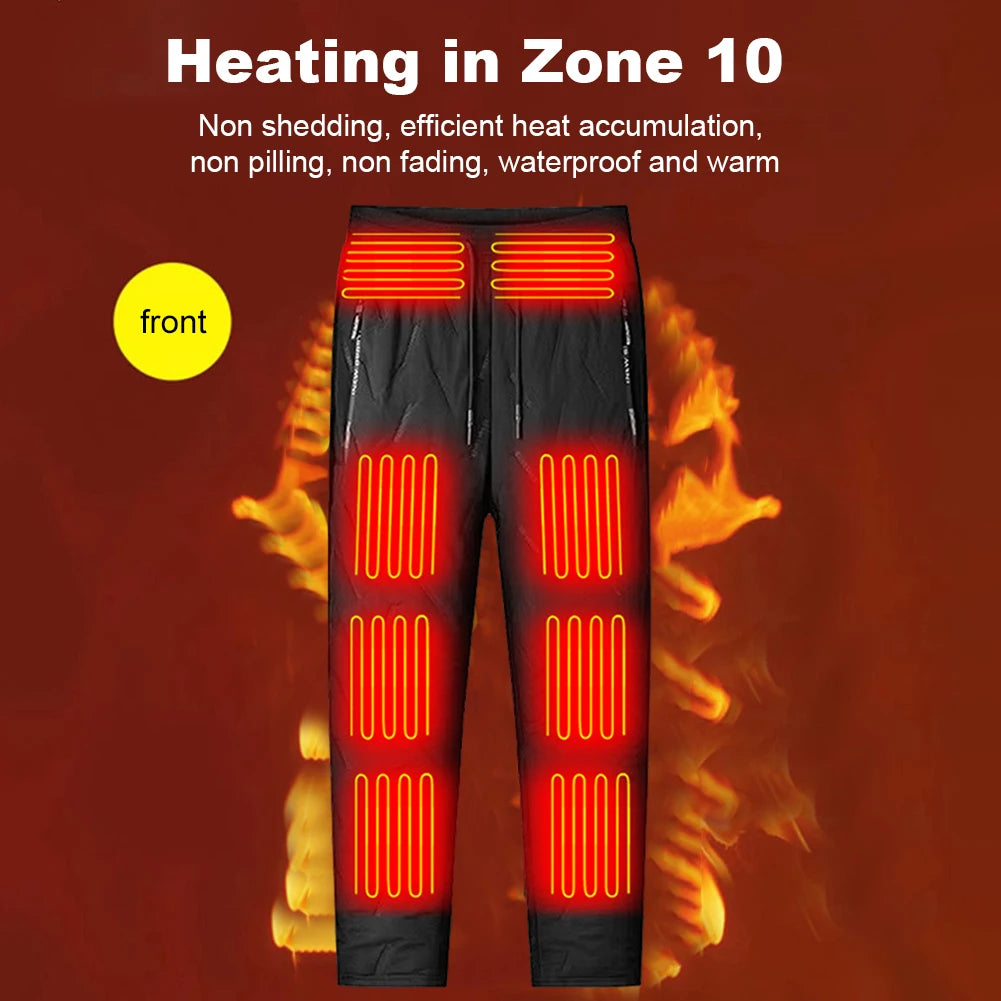 Unisex Heated Thermal Pants 10 Heating Zones Electric Pants 3 Temperature Modes Waterproof Winter Electric Warmer Clothing