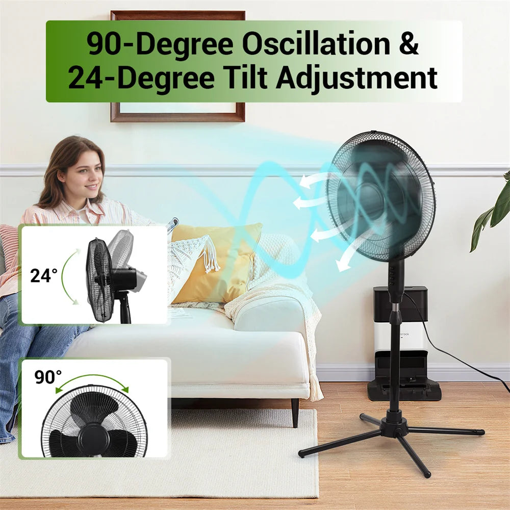 Kitchen Home Office 16 Inch Pedestal Standing Fan Adjustable Height and Tilt Floor Fan For Living Room Bedroom