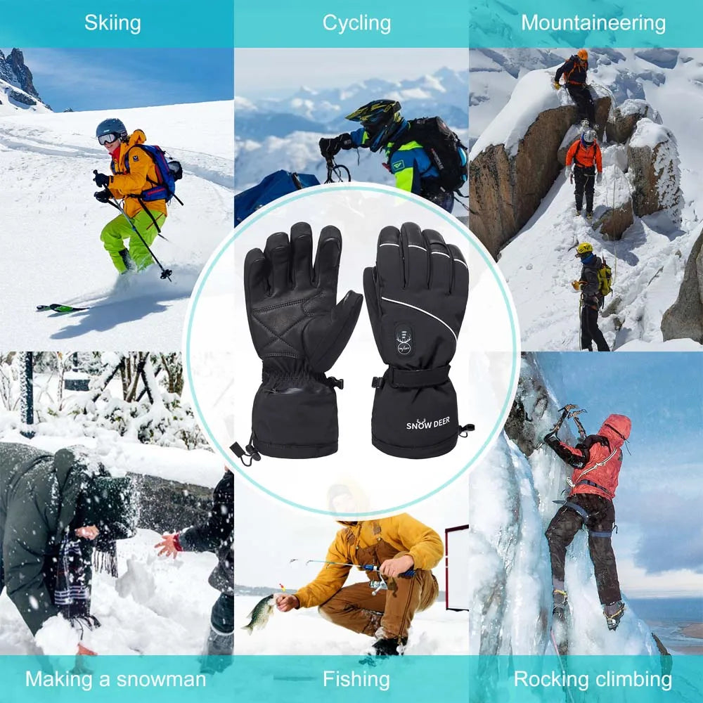 Winter Thermal Electric Heated Skiing Gloves Warm Men Women Touch Screen Rechargable Electric Heating Gloves Motorcycle 2022