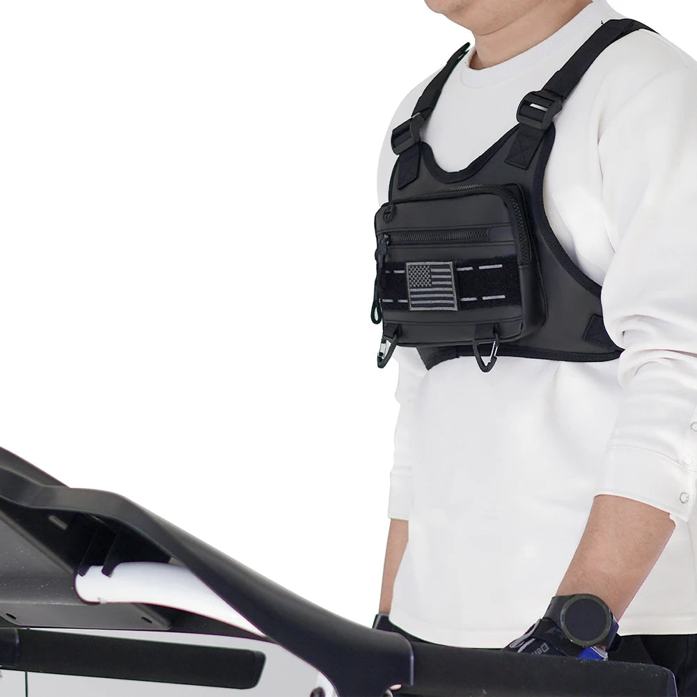 Sports Chest Bag Waist Bag Large Capacity Front Chest Pack Running Vest Bag With Built-In Phone Holder Reflective Workout Bag