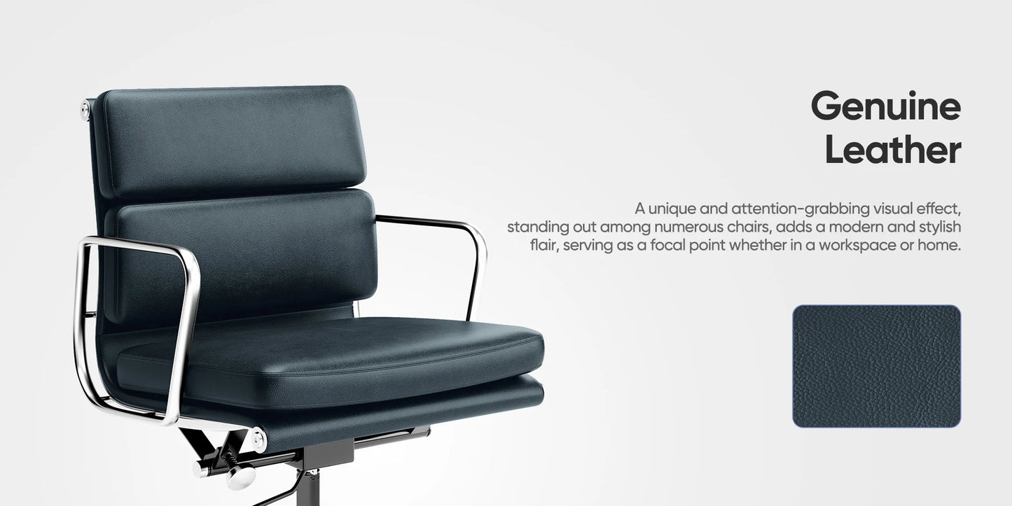 Office Guest Chair Genuine Leather Executive Chair Reception Chairs with Wheels Adjustable Swivel Rolling Office Chairs