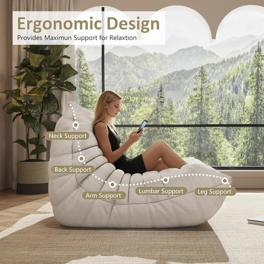 bean bag chair, oversized bean bag chair for living room, fireside chair for adults with memory foam filled, big accent sofa lou