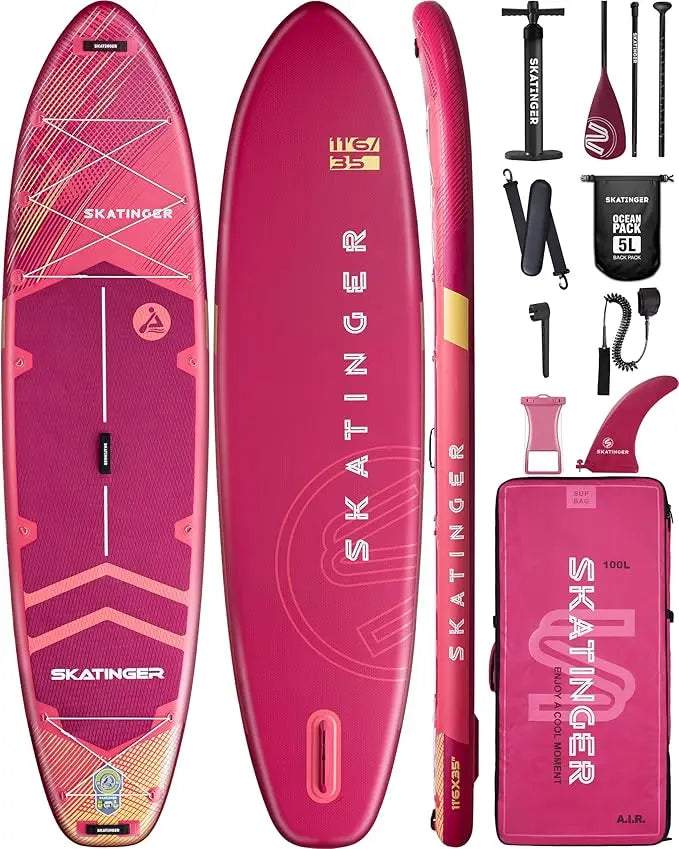 11'6×35" Super Wide Inflatable Stand Up Paddle Board, Ultra Stable Wide SUP for 2+1 People/Family/Big Size w/Shoulder Strap