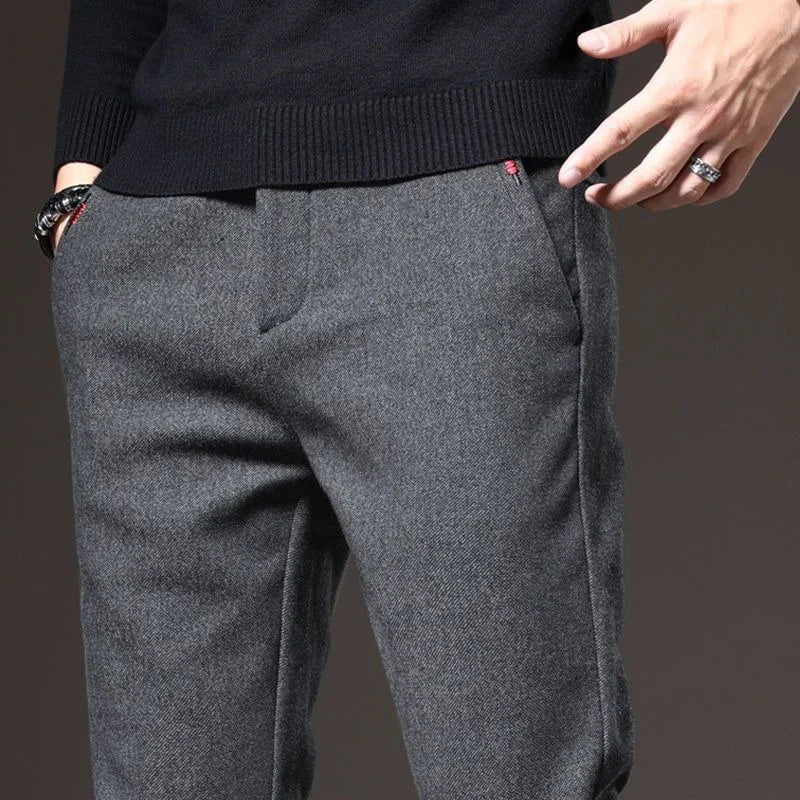 Men's Straight Leg Long Daily Pants Casual Straight Slim Fit Narrow Leg Trousers Stylish Male Suit Work Fashion Blue Gray Pants