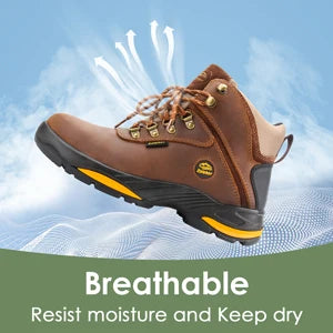 Zoleker Hike Boots for Men,Soft Toe, Slip Resistant Safety Shoes, Waterproof Anti-Fatigue Brown