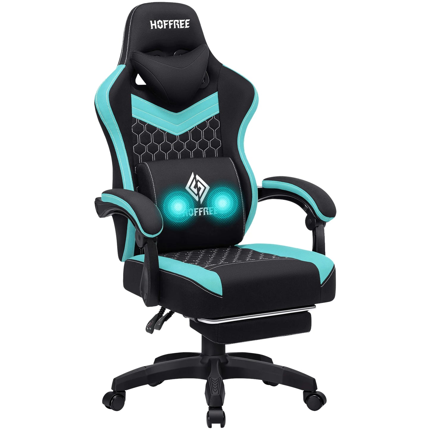 Ergonomic Office Chair With Footrest Lumbar Cushion Bluetooth Speaker 2-Point Massage Height Adjustable Gaming Racing Chair Sofa