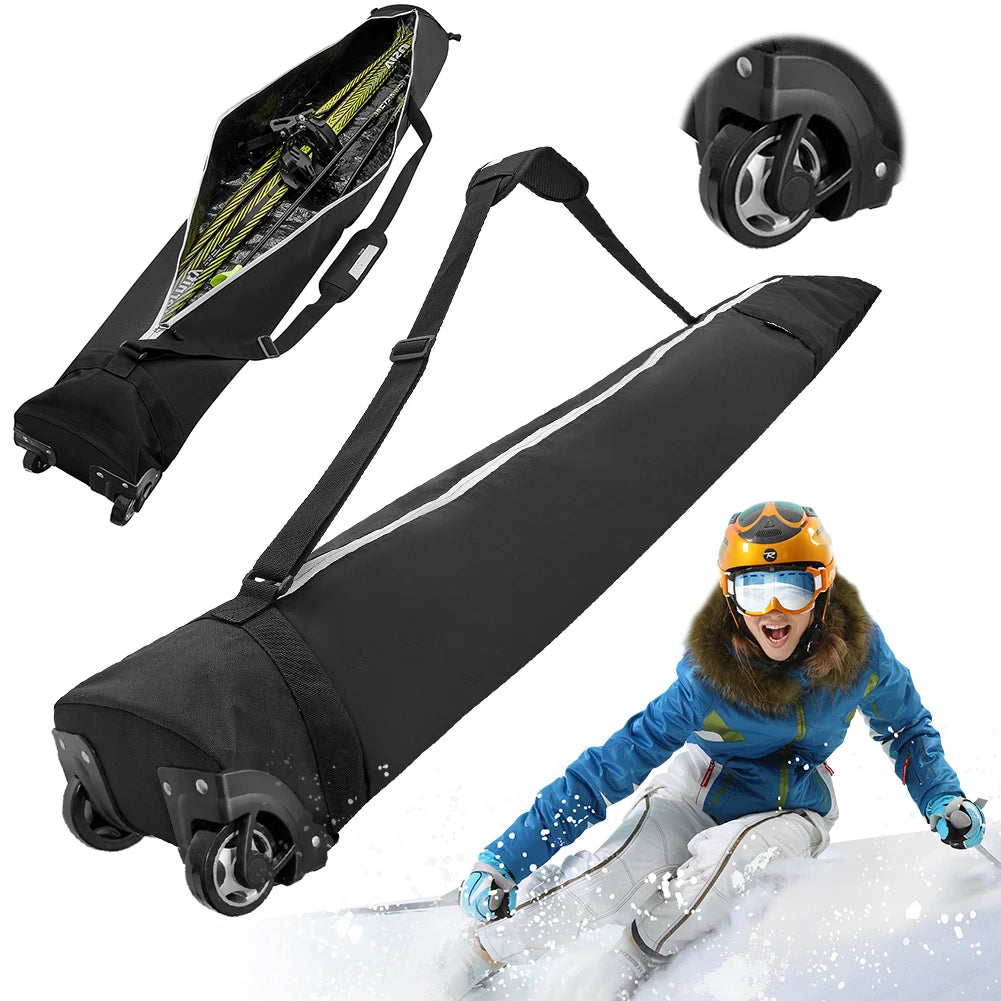 Snowboard Bag with Wheels Ski Travel Bag Heavy Duty Snowboard Carrying Case Adjustable Length Waterproof for Outdoor Skiing