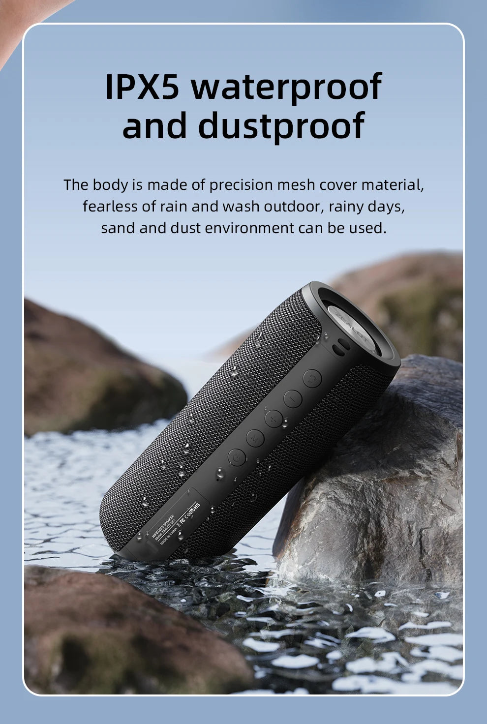 Zealot-Protable Bluetooth Speaker Enhanced Bass Portable Speaker with 12H Playtime,  IPX5 Waterproof for Camping