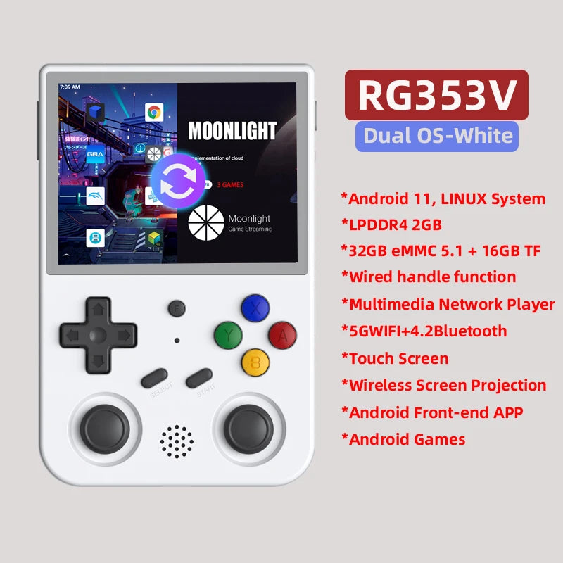 ANBERNIC RG353V RG353VS Retro Handheld Game 3.5'' IPS Screen Supports WiFi,Bluetooth,Online Fighting,Streaming,HDMI-compatible