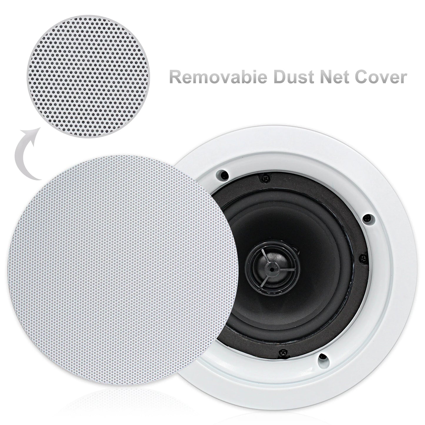 Herdio 5.25” 4PCS Flush Mount Bluetooth Ceiling Speaker System Max Power 600W Great For Humid Indoor Outdoor Kitchen Bedroom