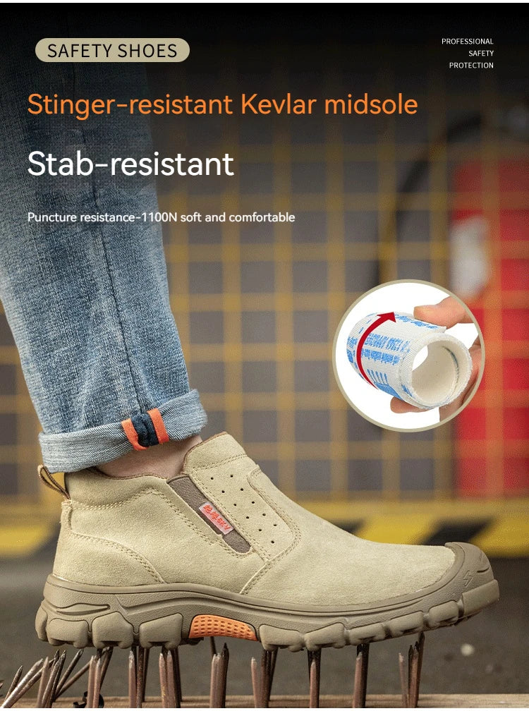 Men Work Shoes Breathable Work Sneakers Composite Toe Safety Shoes Anti-Puncture Indestructible Shoes Welders Safety Boots