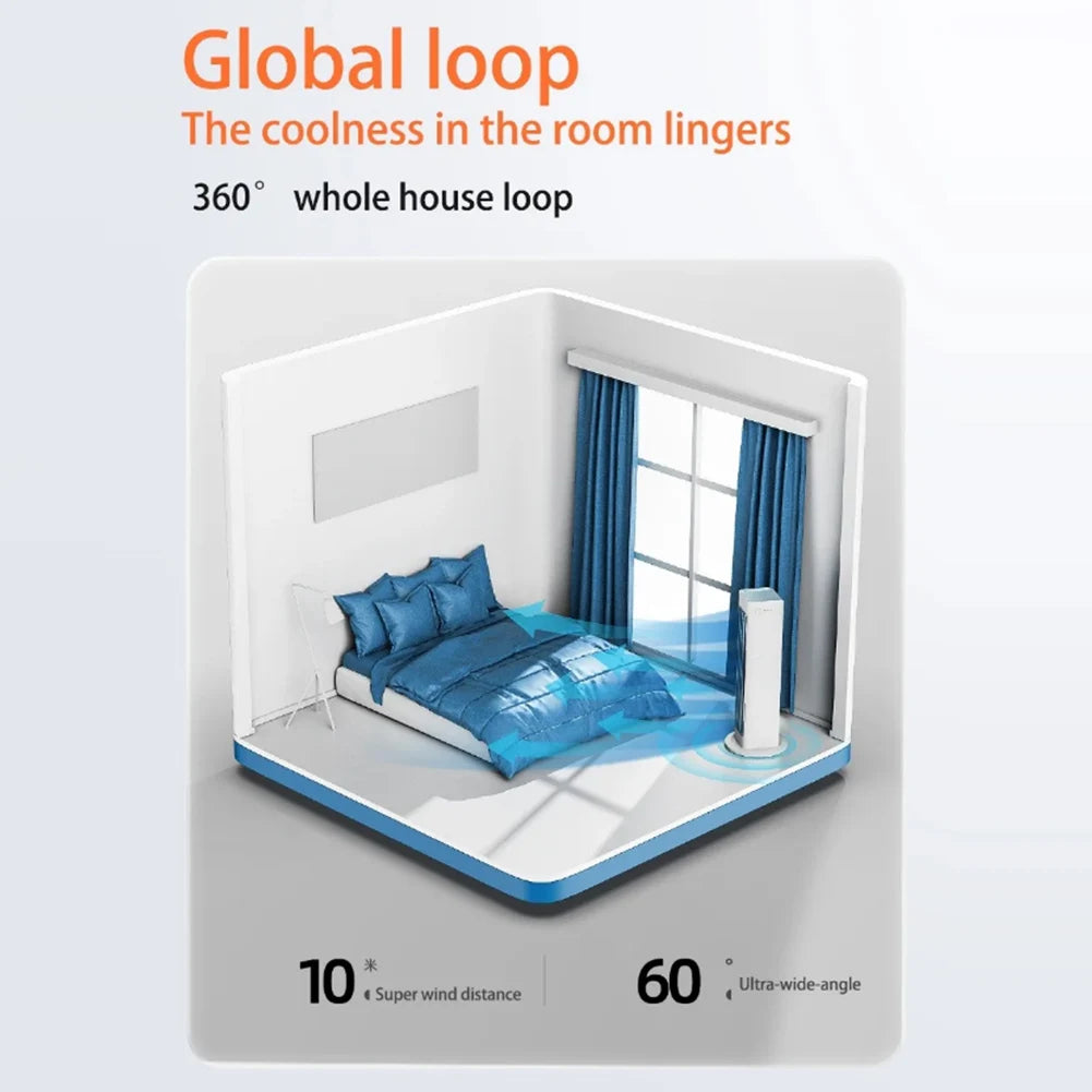 Leafless  Fan Remote Control Strong Wind Electric Fan LED Desktop Standing Fan for Bedroom Living Rooom Bathroom