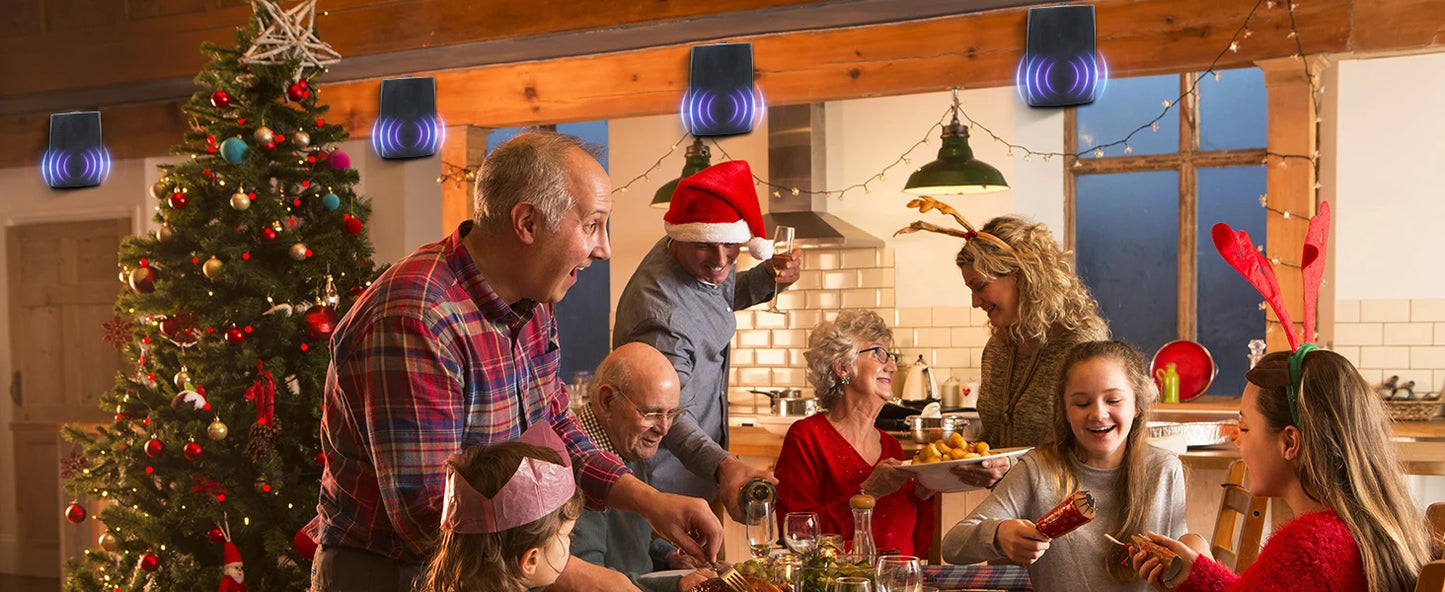 Herdio 4PCS 6.5‘’ 800W Outdoor Bluetooth Speakers Wired Waterproof With Multifunctional Amplifier Wall Mount Speakers For Patio