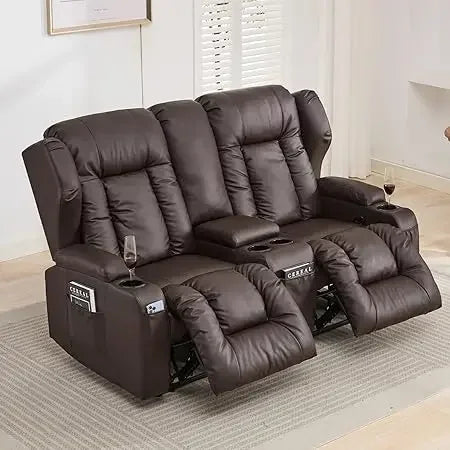65.5-inch Double Sofa Lounge Chair and Console, Wall Mounted Lounge Chair, Home Theater Seat