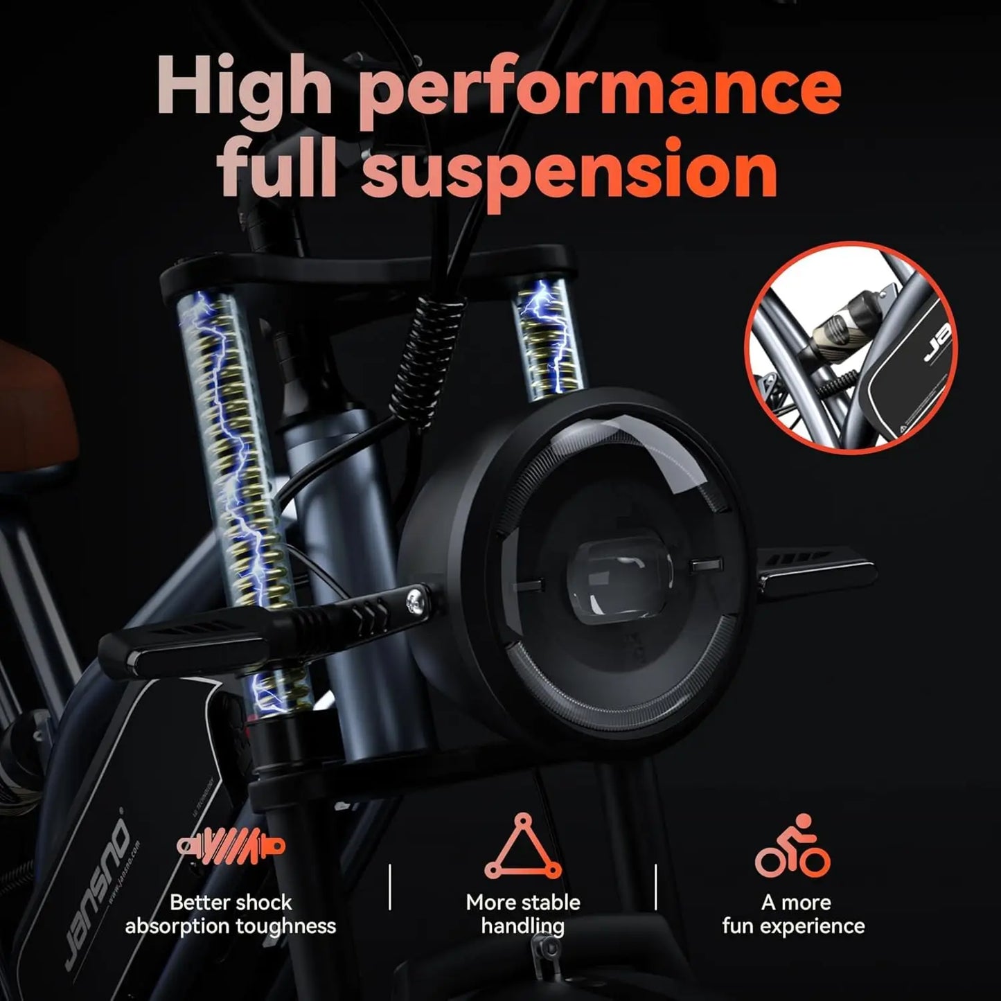 Electric Bike 30MPH 1000W Peak Motor Electric Bicycle Adult 20*4 Inch Fat Tire Full Suspension Mountain Snow E-bike Battery 48V