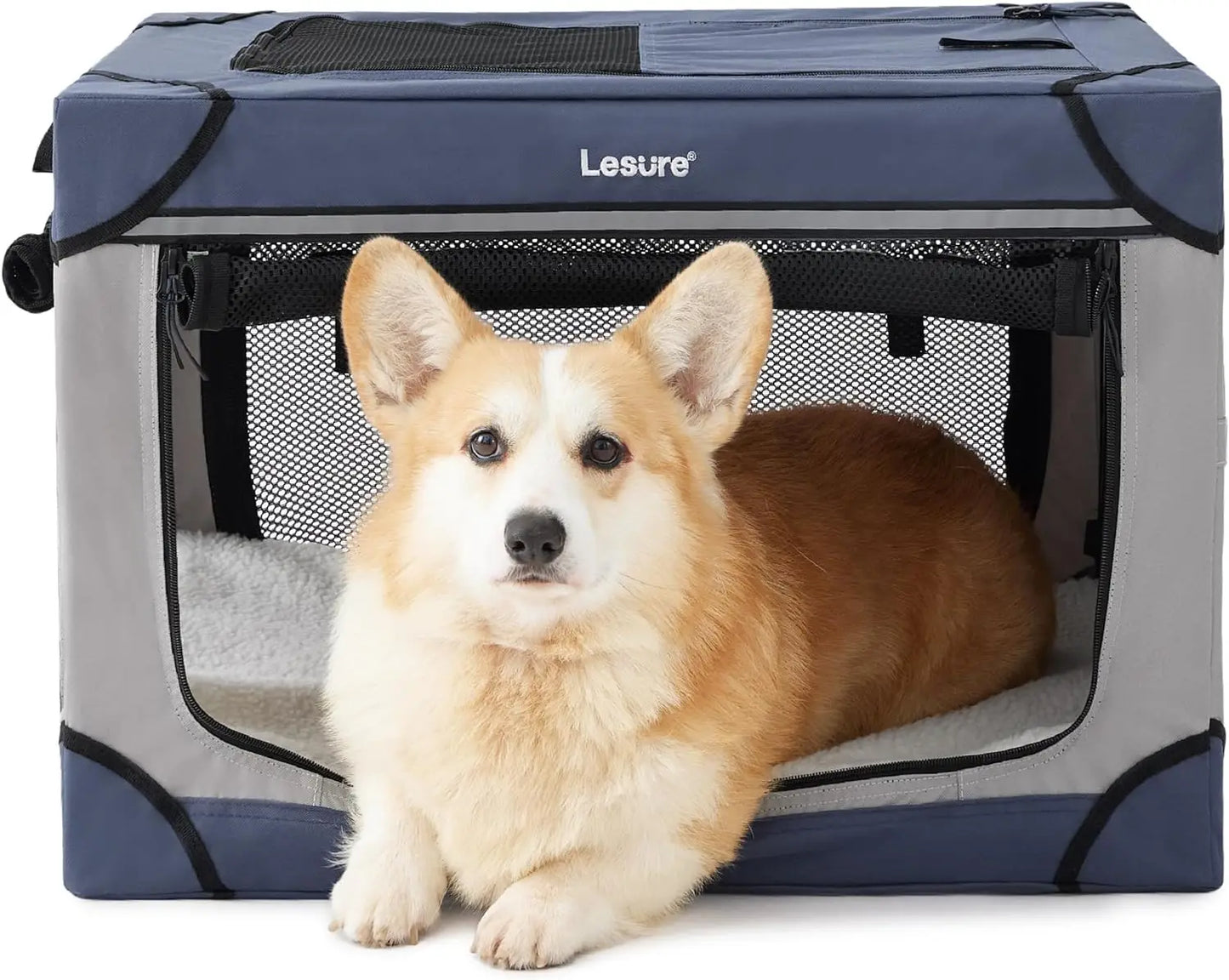 Soft Collapsible Dog Crate - 42 Inch Portable Travel Dog Crate for Extra Large Dogs Indoor & Outdoor, 4-Door Foldable