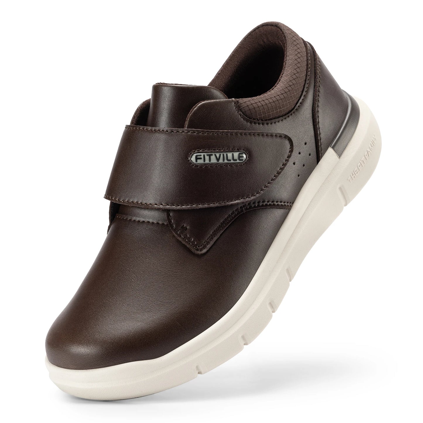 Extra Wide Men'S Diabetic Shoes Leather Walking Shoes For Elder Orthopedic Toes Swollen Feet Non-Slip With Arch Support
