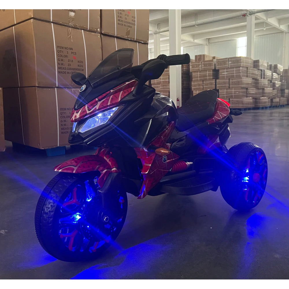 12V Kids Motorbike: Features Training Wheels, Manual Hand Throttle Control, Sparkling LED Tires, and a Premium PU Seat