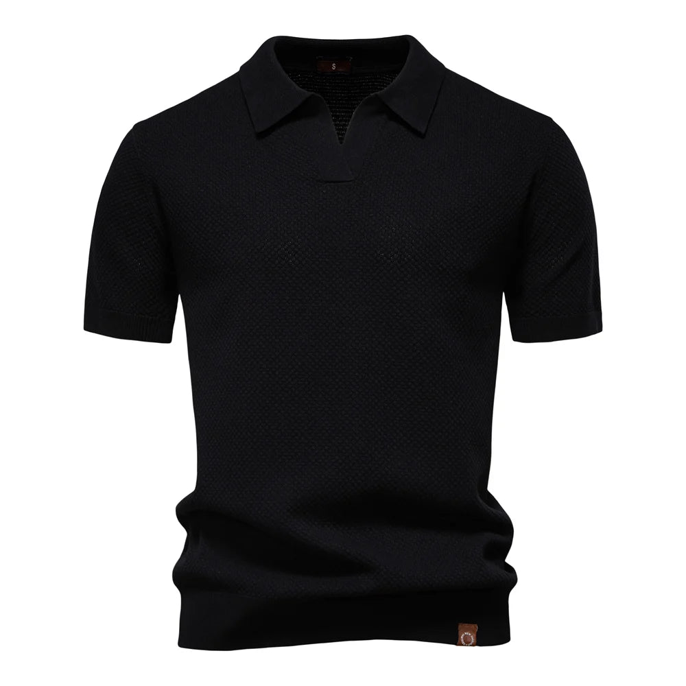 Men's Summer Breathable Polo Shirt Short Sleeve Solid Color Casual Polo Shirts for Men Lightweight Stretch Polo ﻿