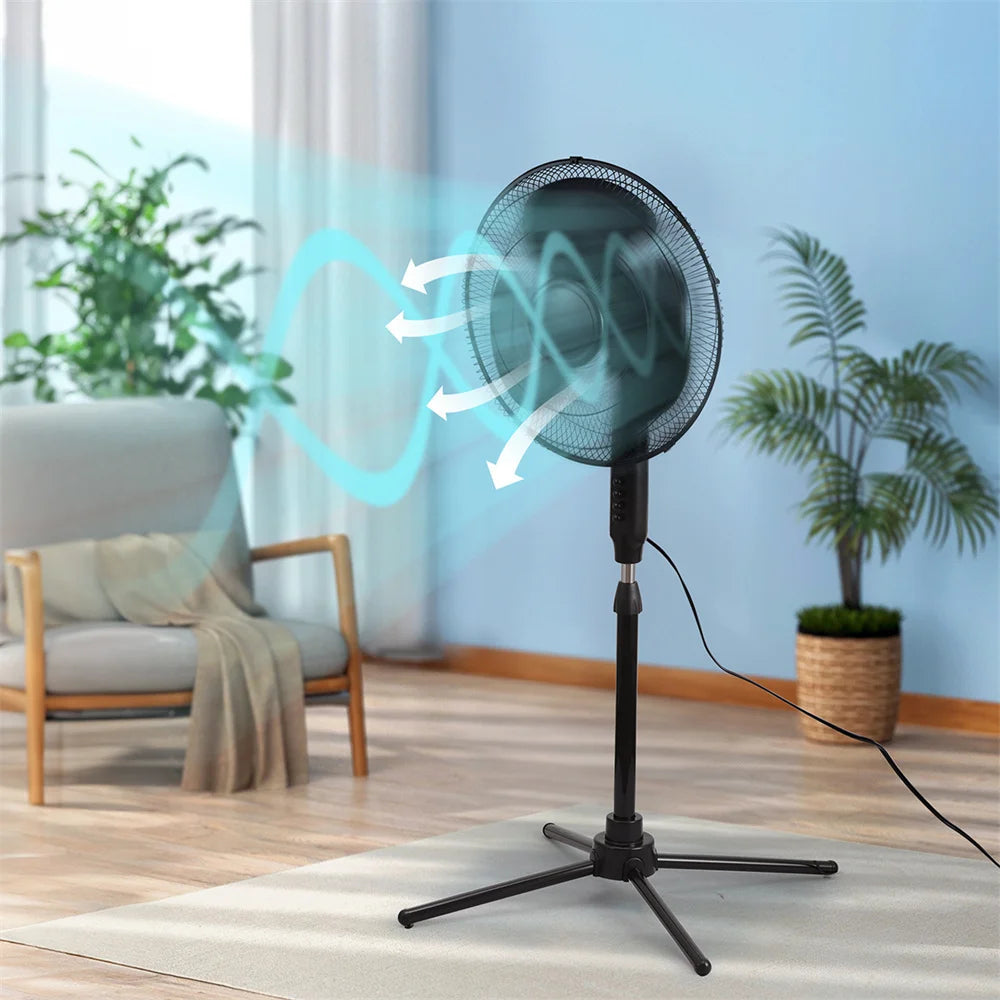 Kitchen Home Office 16 Inch Pedestal Standing Fan Adjustable Height and Tilt Floor Fan For Living Room Bedroom