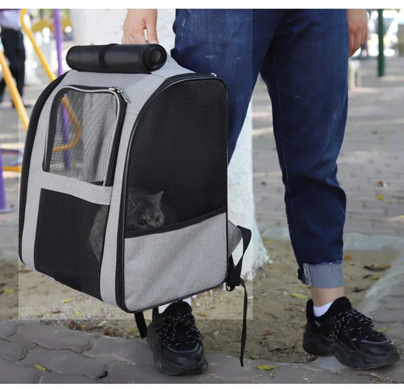 Pet Cat Backpacks Breathable Outdoor Cat Carrier Shoulder Bag for Small Dogs Cats Portable Travel Folding Backpack Pet Supplies