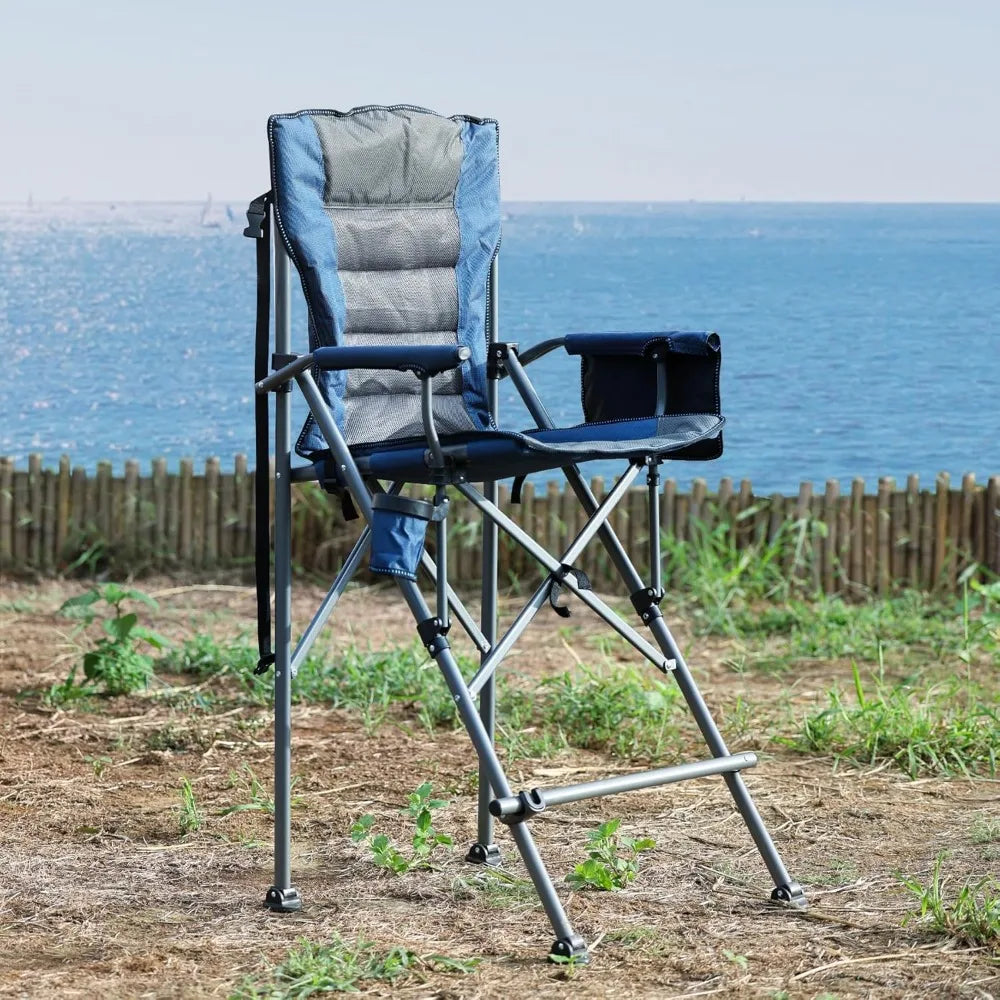 High-Capacity Folding Chairs for Adults Up to 330lbs, Portable Outdoor Bar-Height Chairs for Camping and Comfort
