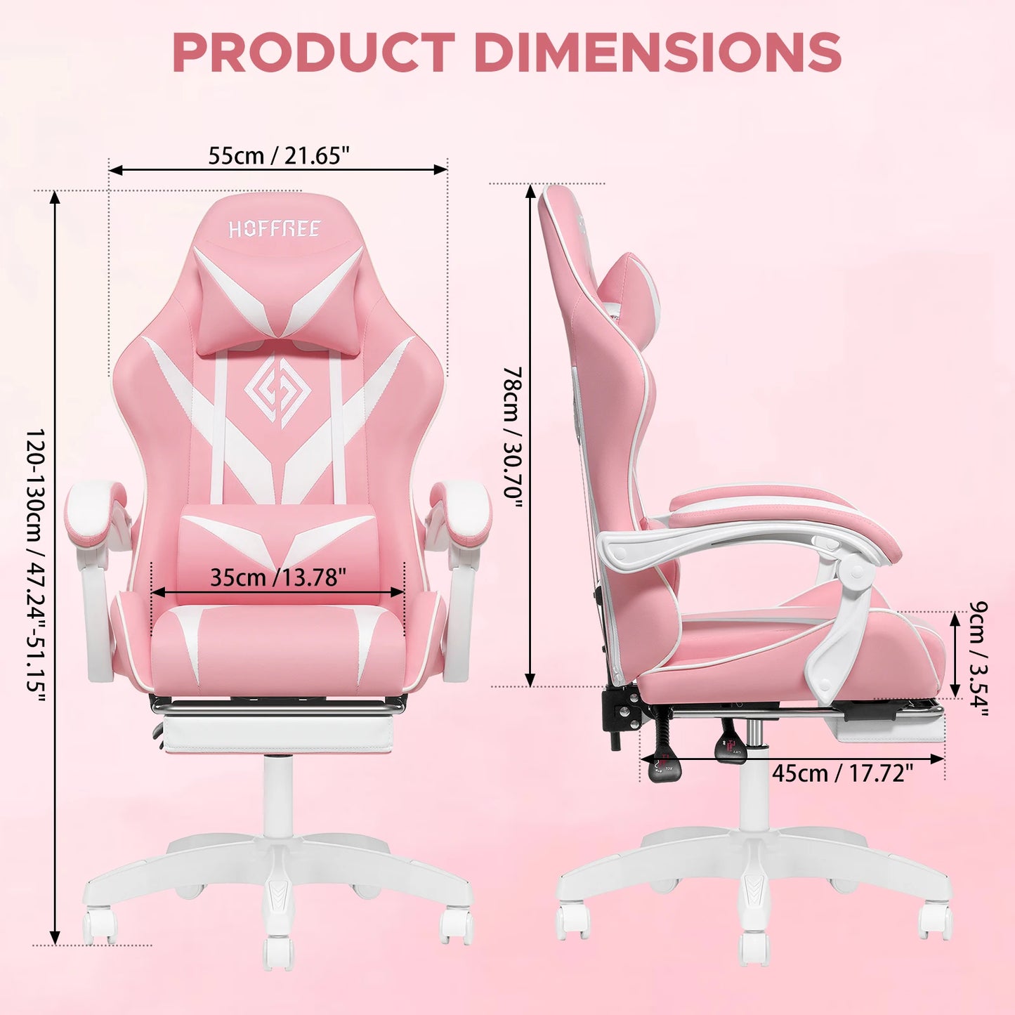 Massage Gaming Chair for Kids Computer Gamer Chair with Footrest and Lumbar Support Reclining PC Office Chair with Headrest