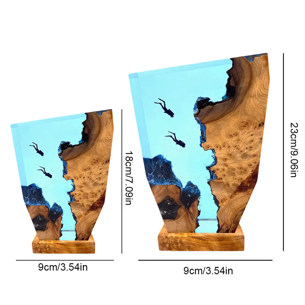 Diving Cave Exploration Theme Night Light USB Charge Deep Sea Diver Night Light Table Decoration Lamp Bedroom Office Desk Decor