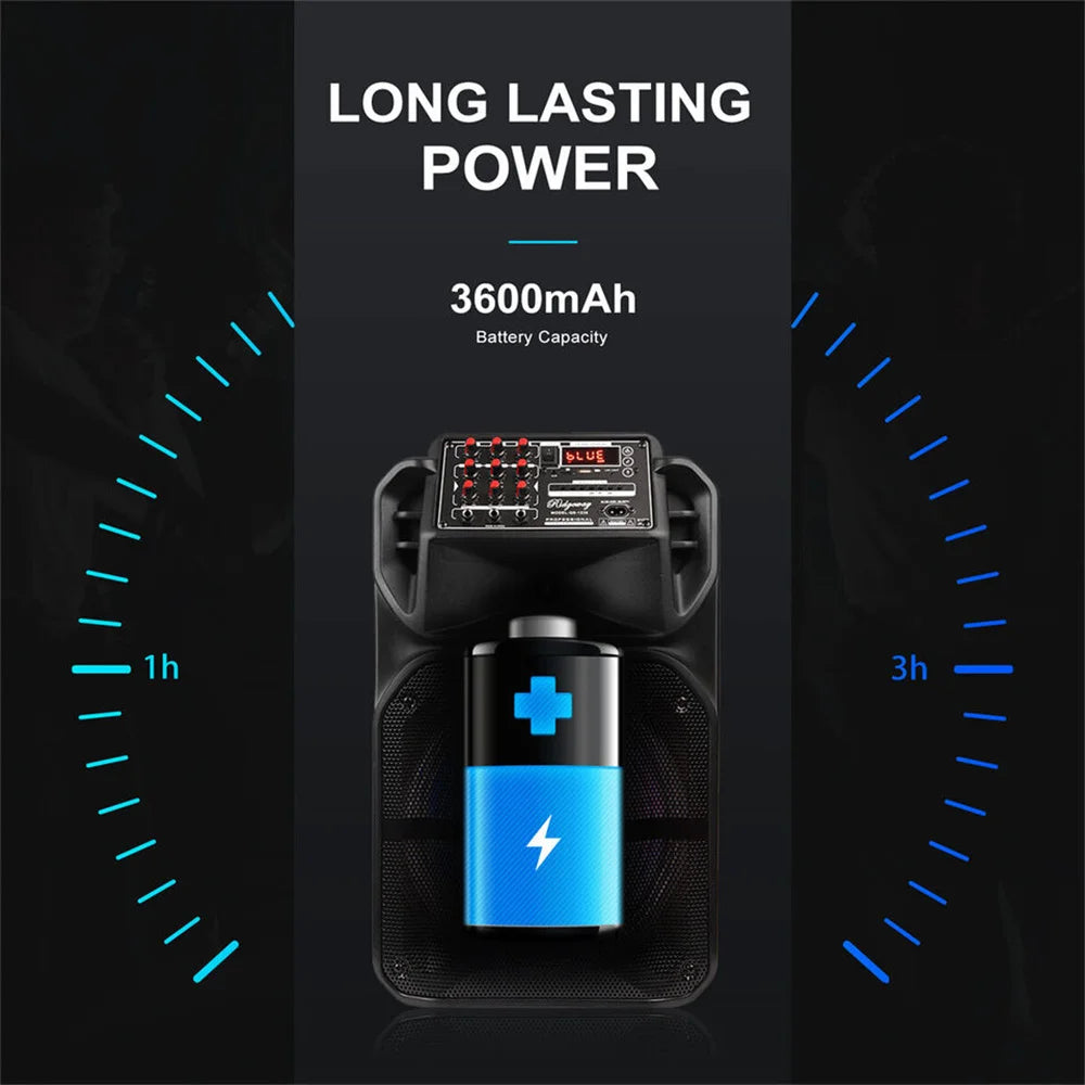 9000W Portable Bluetooth Speaker 15” Subwoofer Heavy Bass Party System AUX & Mic Led Light  Loud High Quality karaoke Speaker