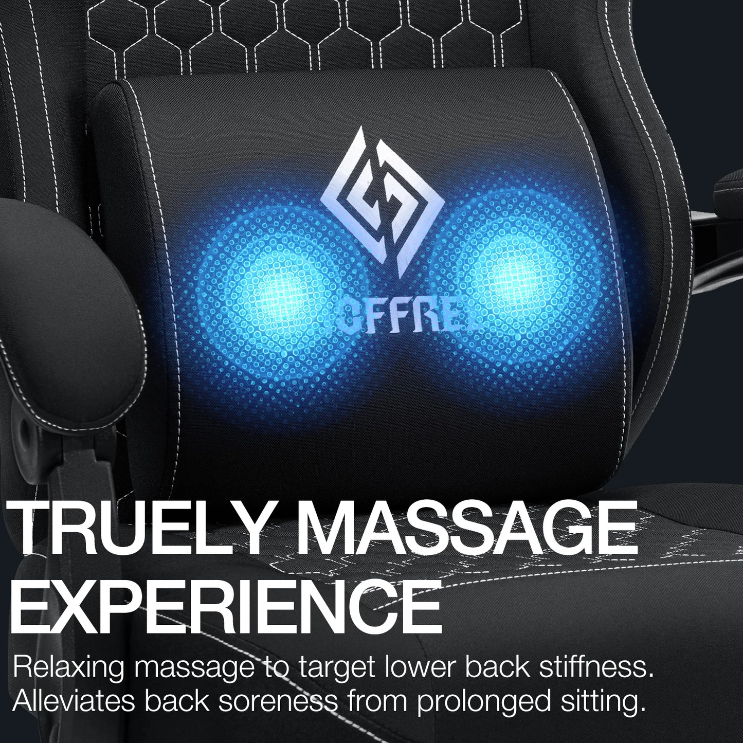 Ergonomic Office Chair With Footrest Lumbar Cushion Bluetooth Speaker 2-Point Massage Height Adjustable Gaming Racing Chair Sofa