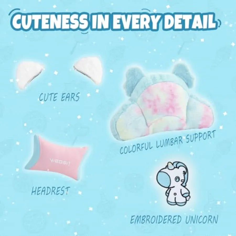 Cat Ears PU Leather Gaming Chair Ergonomic Adjustable Office Desk Computer Chairs for Gamers Adults 360 Degree Swivel Recliner