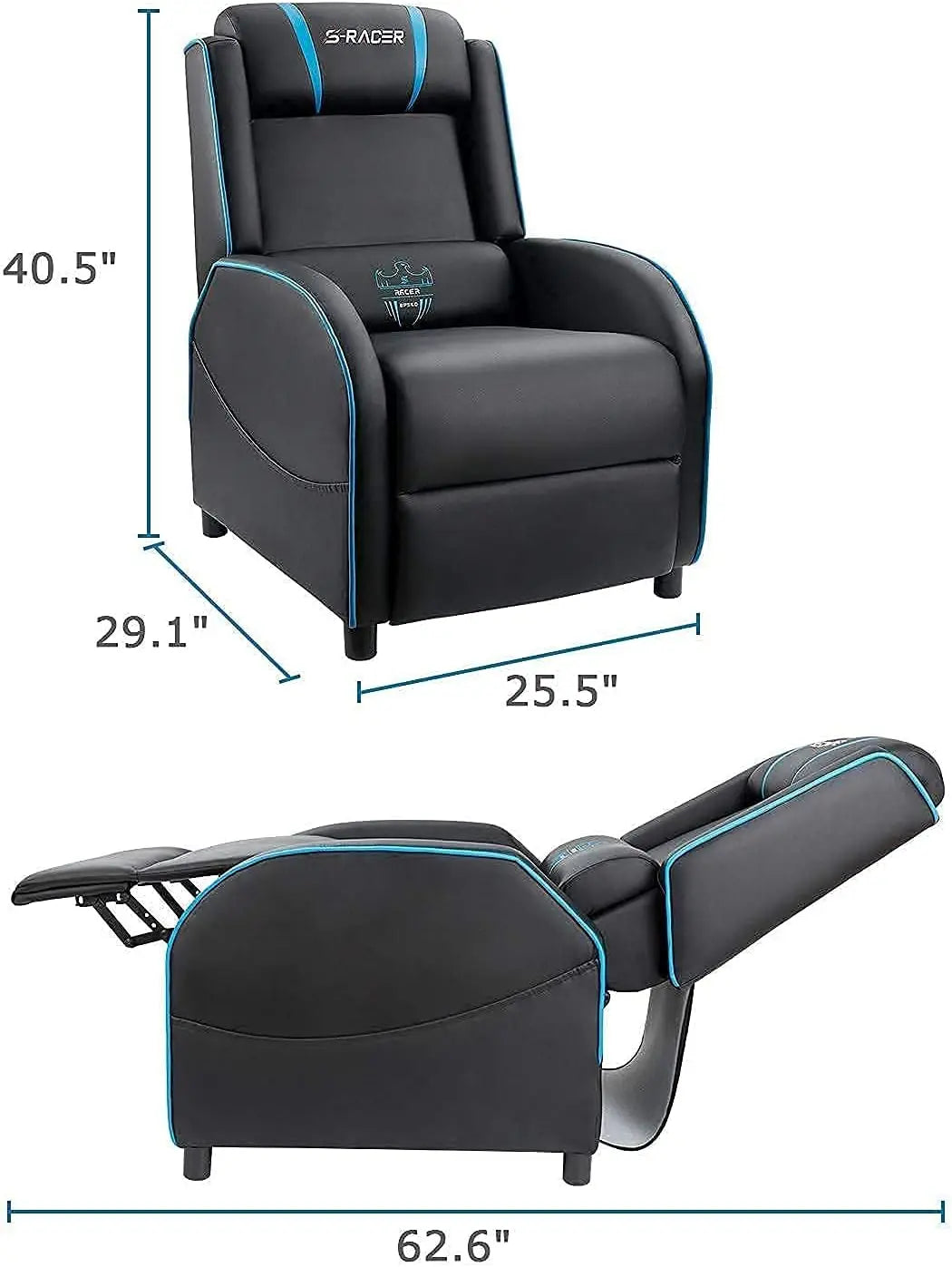 Massage Gaming Recliner Chair, Racing Style Gaming Sofa, PU Leather Home Theater Seating