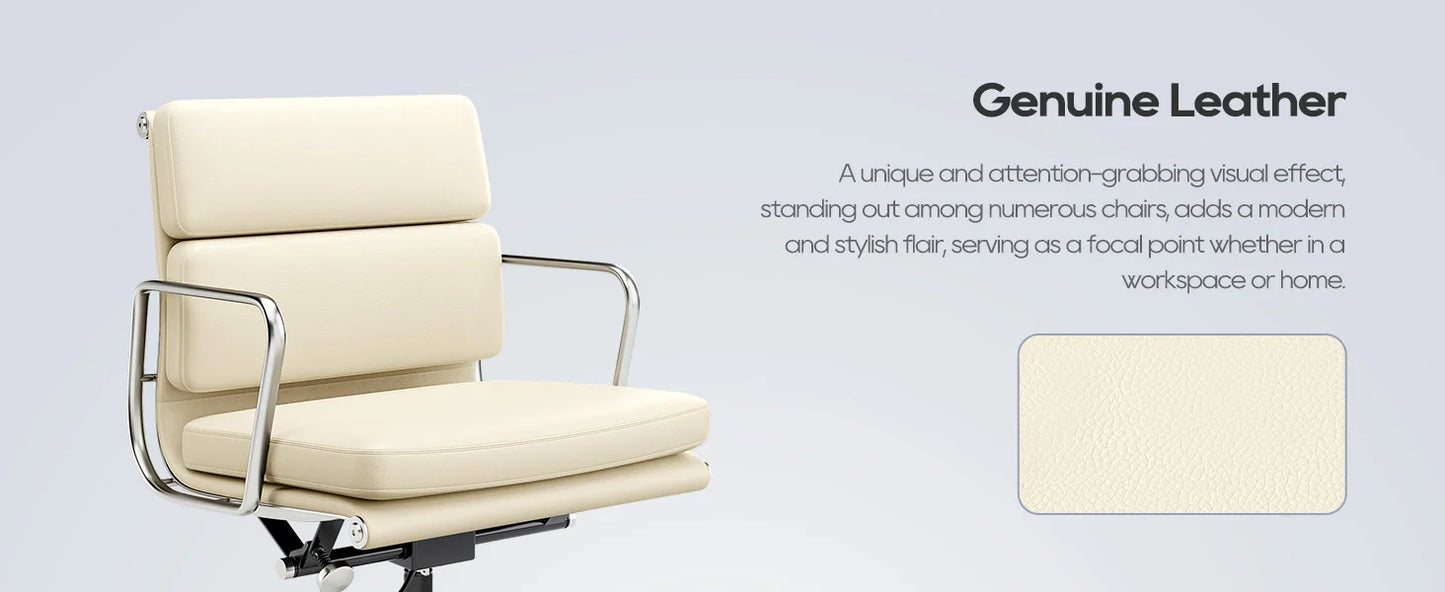 Office Guest Chair Upholstered Leather Comfortable Reception Chairs with Wheels Adjustable Swivel Rolling Office Chairs