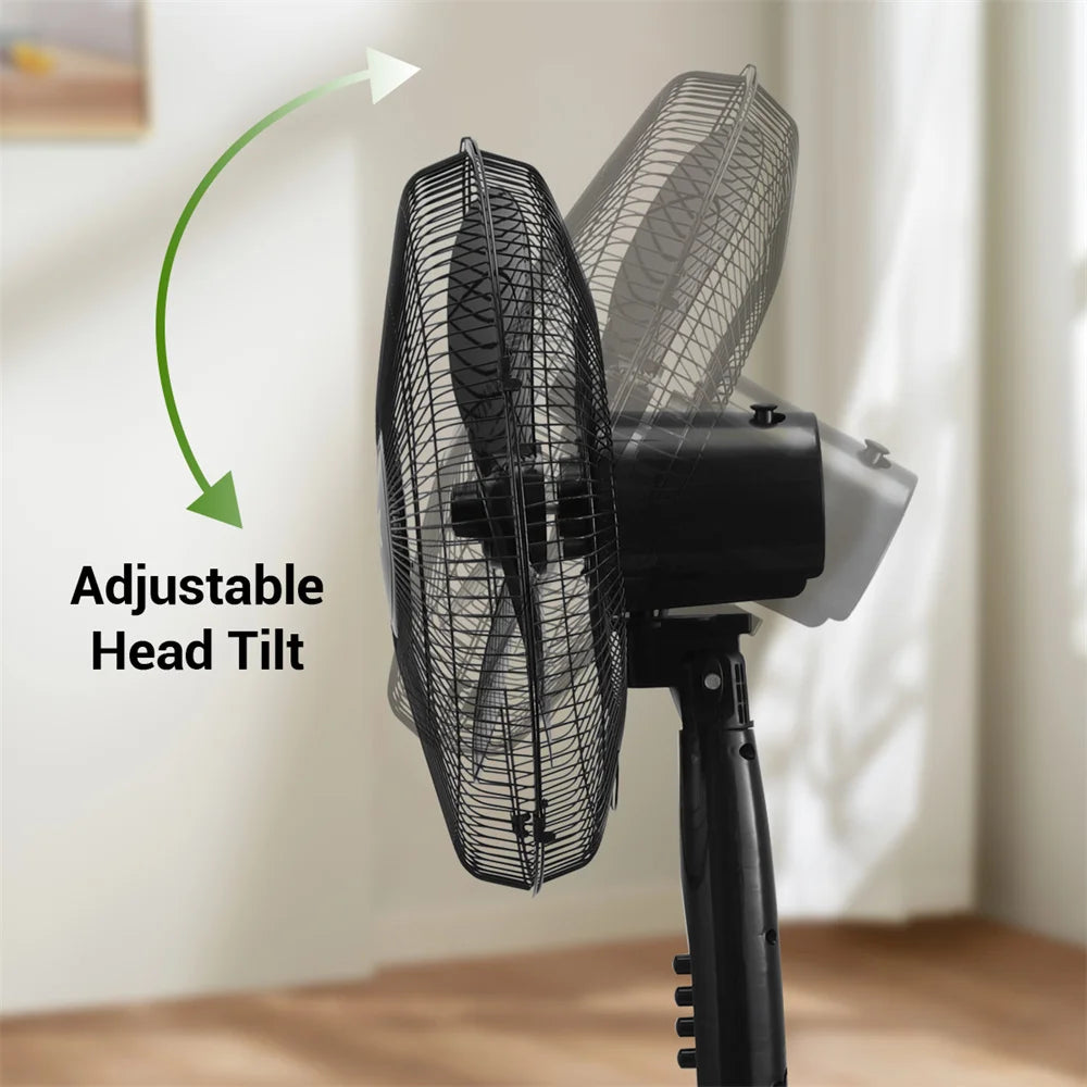 Kitchen Home Office 16 Inch Pedestal Standing Fan Adjustable Height and Tilt Floor Fan For Living Room Bedroom