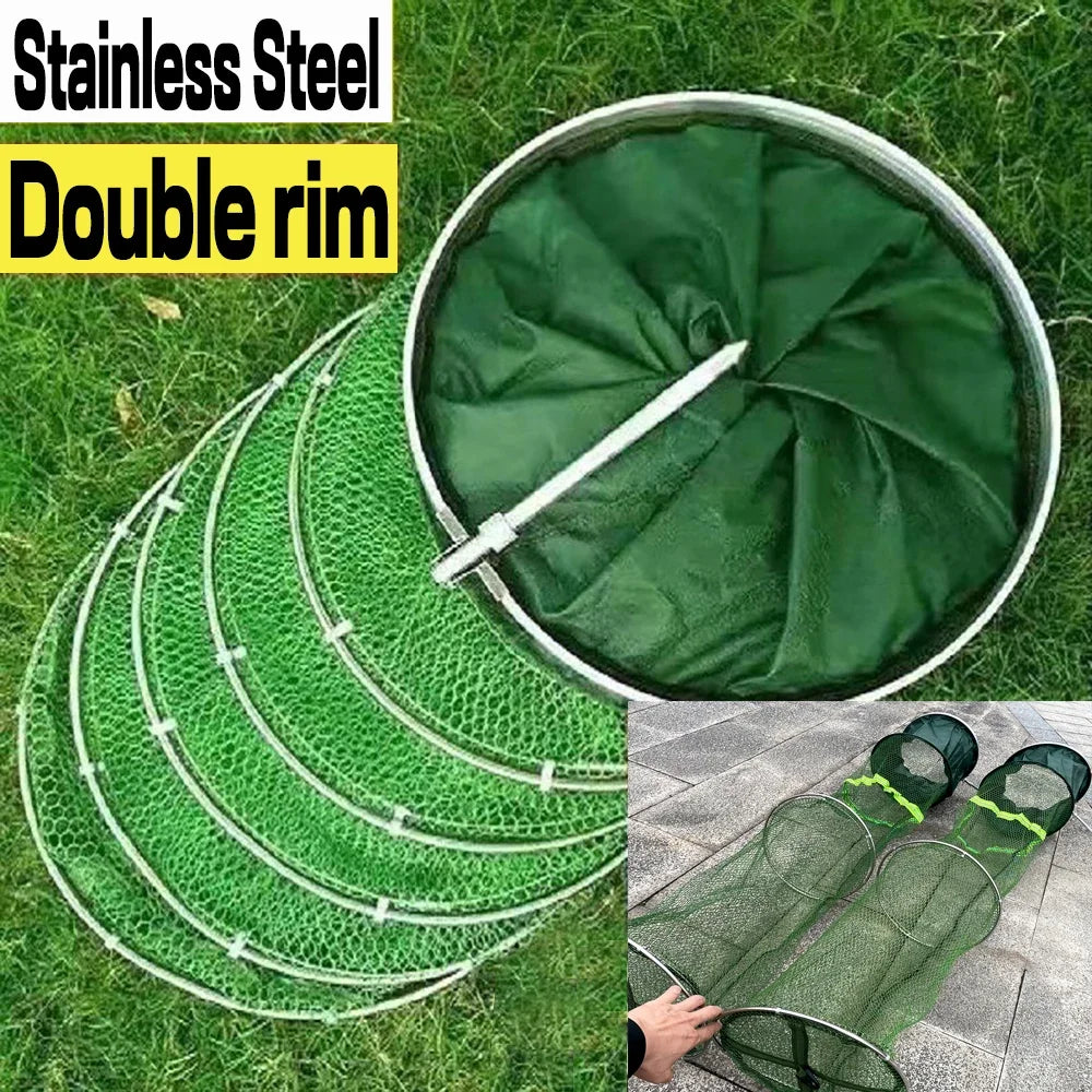 Folding Fishing Net 1.7m 2m 2.5m 3m Shrimp Fish Trap Carp Large Creel Feeder Crab Catchers Surfcasting Accessories Cast Network