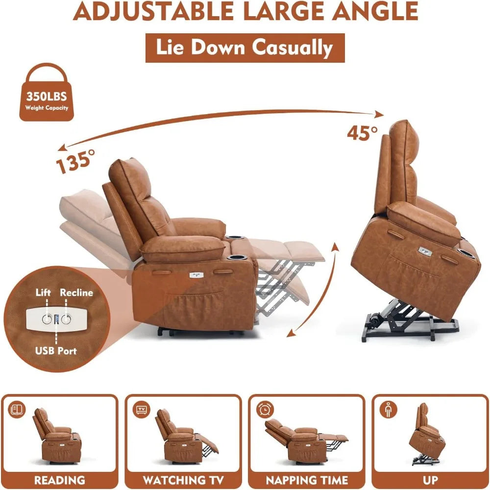 Power Lift Chair for Elderly,Electric Recliner Chair with Vibrating Massage & Heating,Living Room Chair with Thickened armrest,
