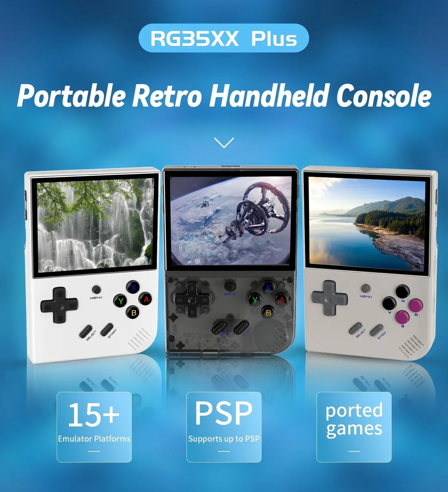 ANBERNIC RG35XX PLUS Retro Handheld Game Console 3.5''IPS Screen Built-in 10K Games HDMI Video Output Streaming Kids Game Player