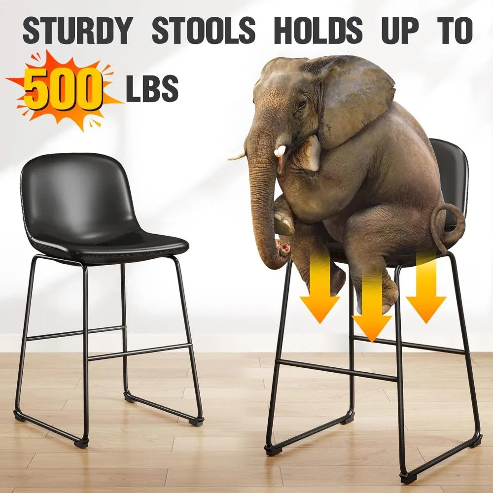 Dining Chairs Set of 2, Armless Counter Height Stools with Back Hold up to 500 lbs for Home, Kitchen, Dining Room, Bar,