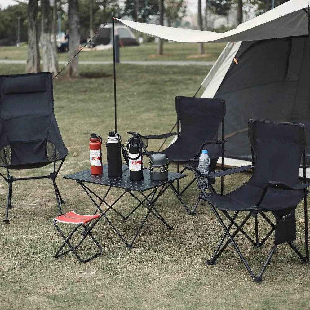 4-Piece Folding Camping Chairs - Lightweight, Easy Setup, Portable for Beach, Lawn, Outdoor Activities
