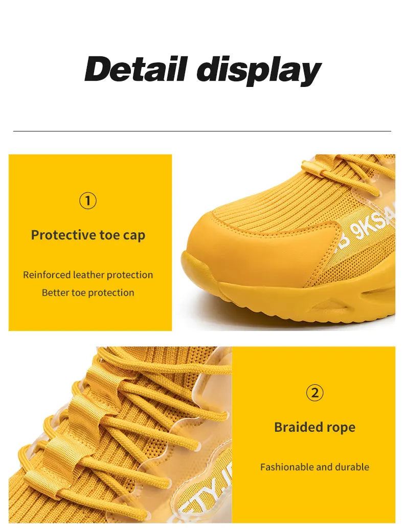 Lightweight Men Safety Shoes Steel Toe Work Sneakers Anti-smash Protective Shoes Anti-smash Anti-puncture Indestructible Shoes