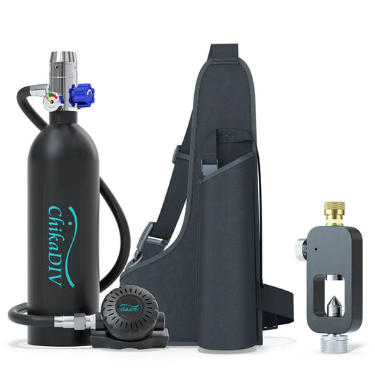 Mini Scuba Tank for Diving, Portable Lung Tank System 1L, 3000 PSI, 15-20 Min Emergency Air, Lightweight Travel Gear