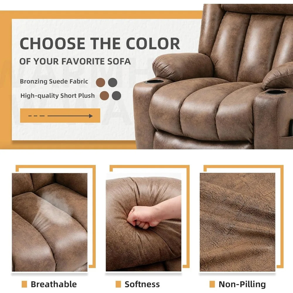 Large Electric Power Lift Recliner Chair with Extended Footrest for Elderly Big, Extra Large and Wide Reclining Sofa for Living