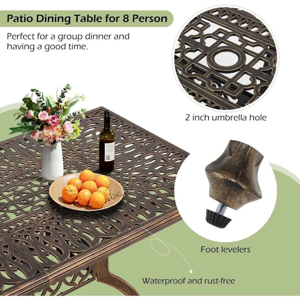 All Aluminum Patio Furniture Set: 9-Piece Outdoor Dining Set with 8 Cushioned Dining Chairs,Metal Patio Furniture set,