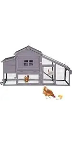 Outdoor Hen House Poultry Cage with Nesting Box, Leakproof Pull Out Tray and UV-Resistant Roof (78.9" L x 26.6" W x 42.5" H)