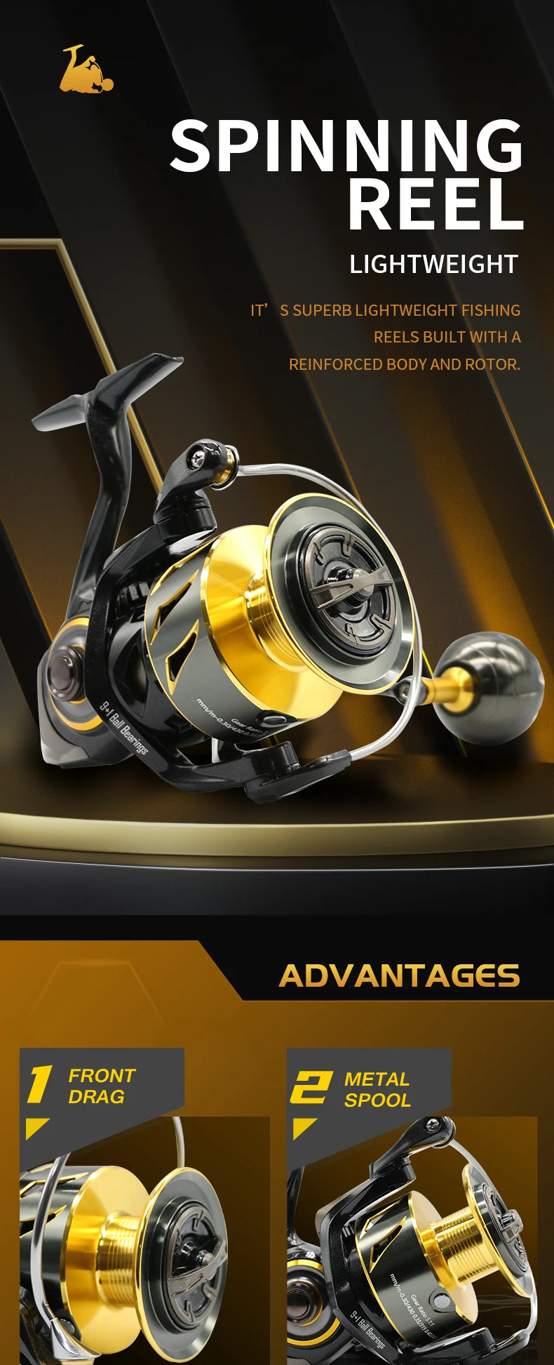 ROOBLINOS SW Spinning Reel Ultralight  Saltwater Surf Reel  5.0:1 9+1 BB Max Drag 12kg Fishing Reels Wheel