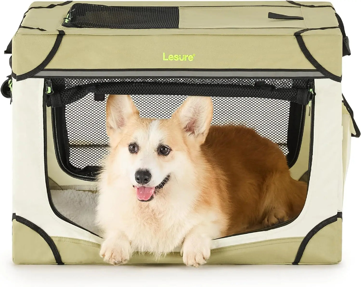 Soft Collapsible Dog Crate - 42 Inch Portable Travel Dog Crate for Extra Large Dogs Indoor & Outdoor, 4-Door Foldable