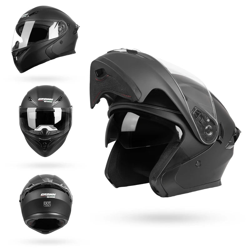 Modular Motorcycle Helmet - ABS Shell with Sunglasses Visor and Dual-Lens Full Face Motorcycle Helmet