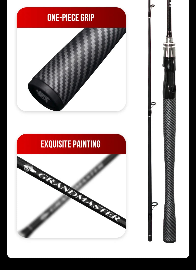Seasir Grandmaster Spining & Casting Fihsing Rod Carbon Cloth 6kg Weight Smooth Ceramic Guide Ring Lure Weight 4-22G 1.8M-2.4M